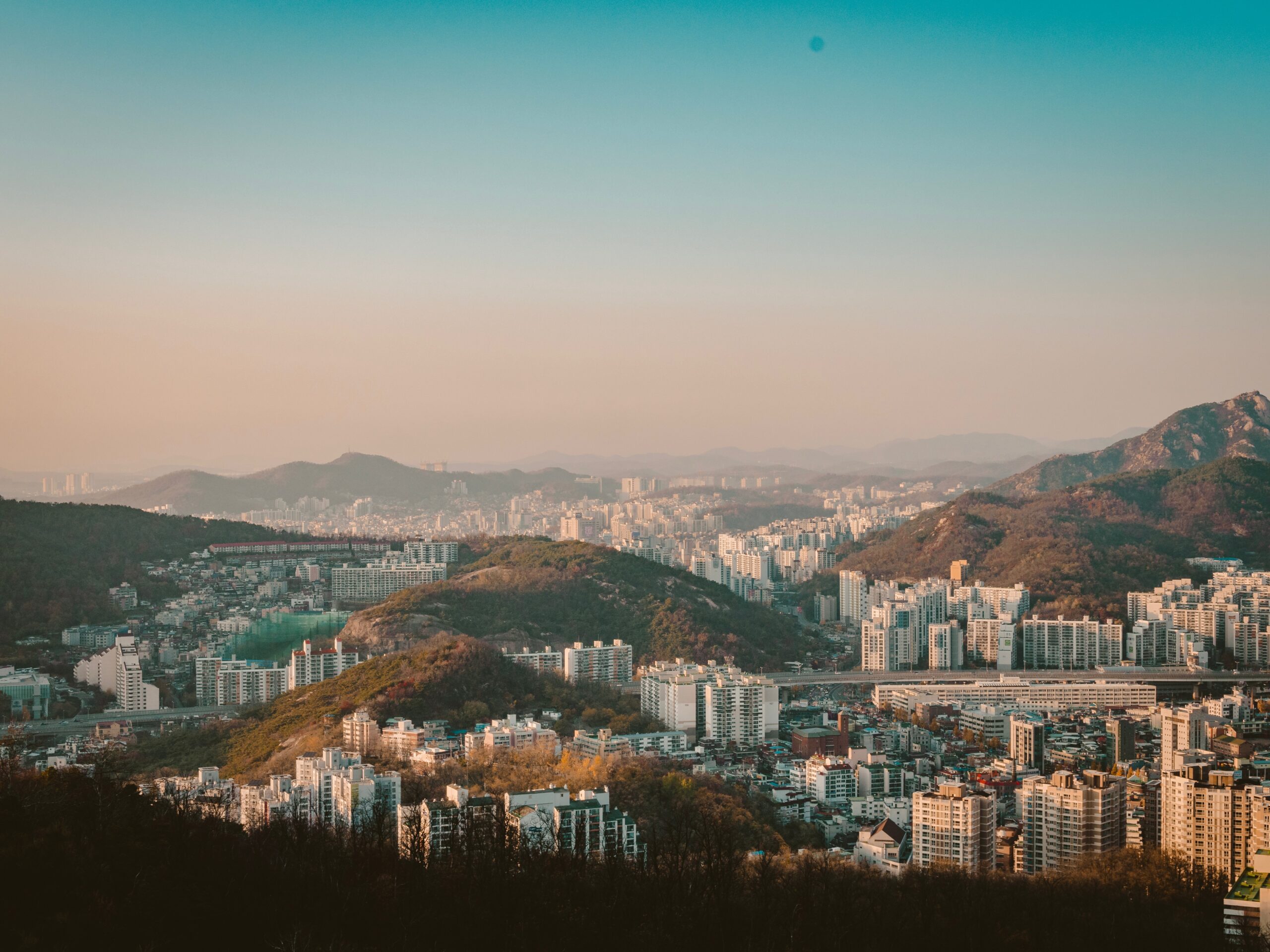 Urban Cityscape with mountains